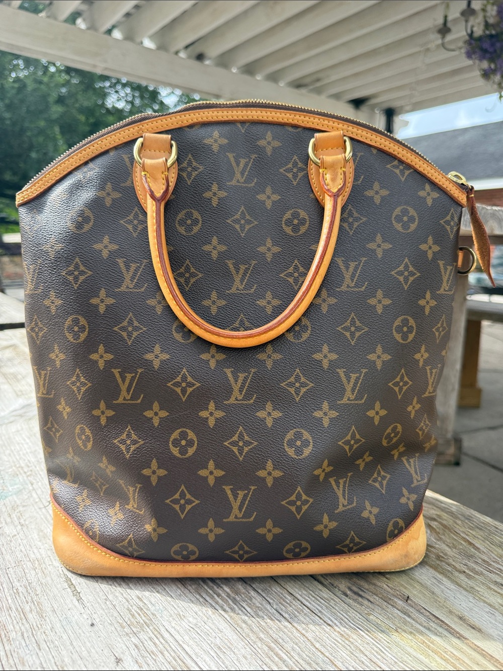 Louis Vuitton Brown Monogram Canvas Dome-Top Satchel with Tan Trim
